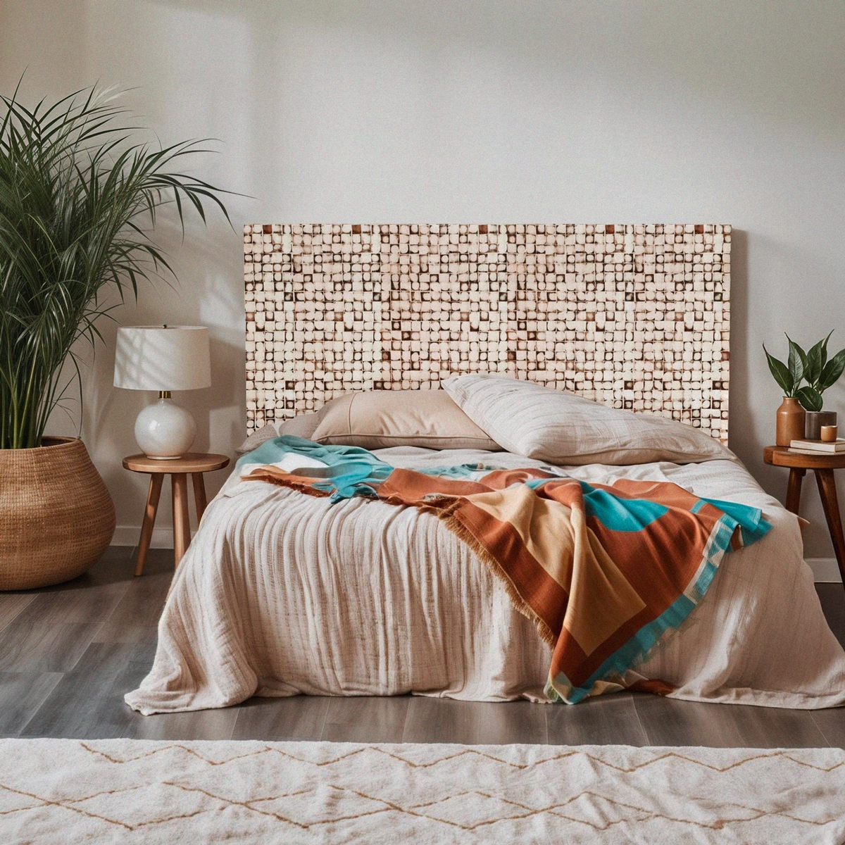 Cabeceira em madeira entalhada 174x135cm para cama de casal Juno