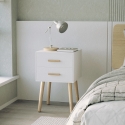 Mesa de Cabeceira em madeira estilo nórdico para quarto branco e preto Corallo Oferta