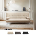 Sofá-cama 2 lugares c/Pele sintética Par de almofadas removíveis Espuma Madeira Olivina Promoção