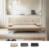 Sofá-cama 2 lugares c/Pele sintética Par de almofadas removíveis Espuma Madeira Olivina Promoção