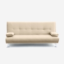 Sofá-cama 2 lugares c/Pele sintética Par de almofadas removíveis Espuma Madeira Olivina Catálogo
