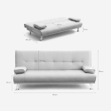 Sofá-cama 2 lugares c/Pele sintética Par de almofadas removíveis Espuma Madeira Olivina 