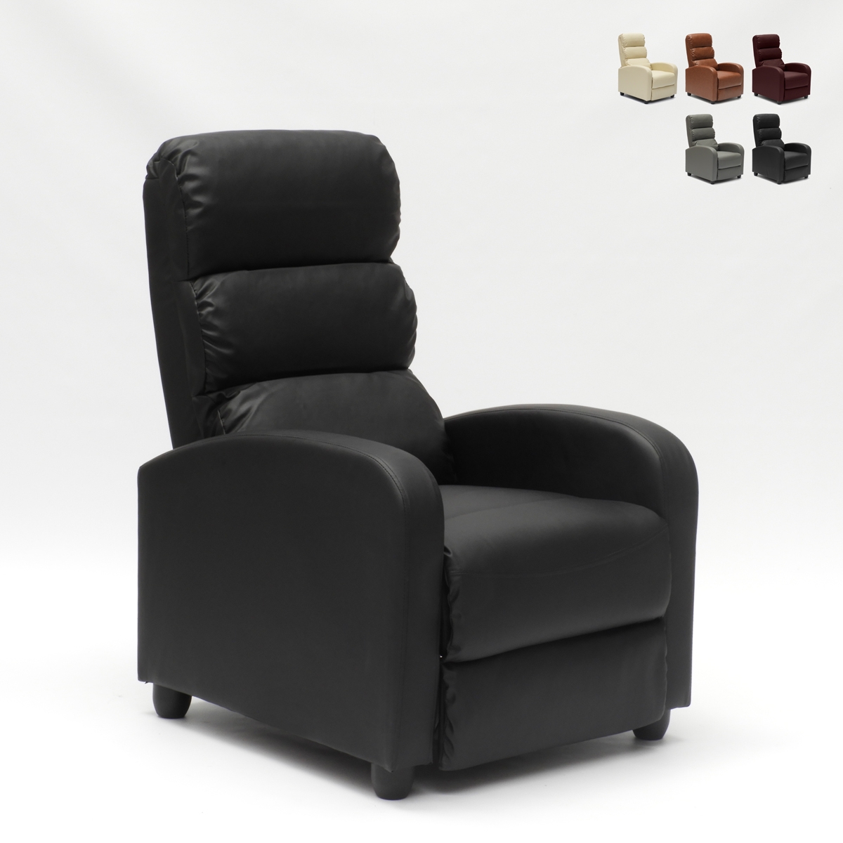 Poltrona reclinável Ergonómica Pele sintética c/Apoio para os pés Manual Alice 