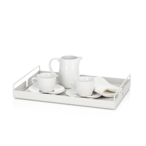 Bandeja para servir mesa de cozinha em metal branco Jax Promoção