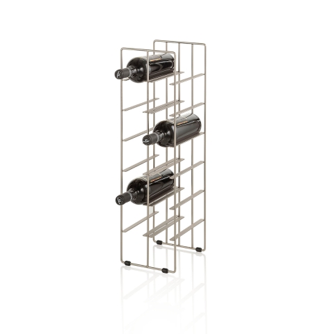 Porta-garrafas em metal acetinado moderno 12 garrafas de vinho Jin Promoção