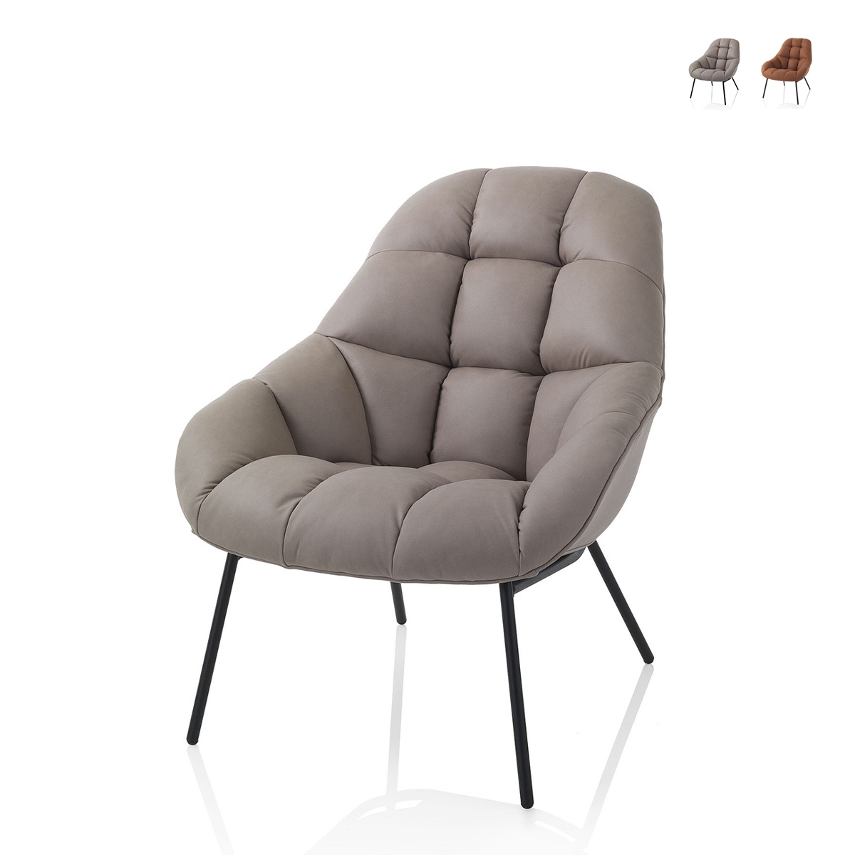 Cadeira poltrona em imitação de pele acolchoada design moderno Carla