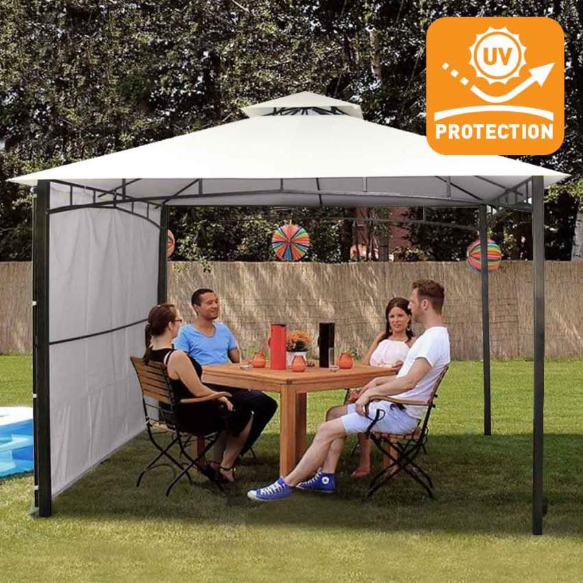 Gazebo 3,3x3,3 Metri Bar Veranda Mercato Pagoda Antigua Uv