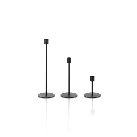 Conjunto de 3 suportes de vela em metal preto estilo minimalista Zen Promoção