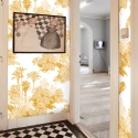 Papel de parede floral vintage artístico branco e amarelo Toile de Jouy Venda