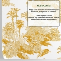 Papel de parede floral vintage artístico branco e amarelo Toile de Jouy Descontos