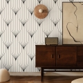 Papel de parede geométrico design vintage preto e branco Art Déco Promoção