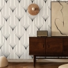Papel de parede geométrico design vintage preto e branco Art Déco Promoção