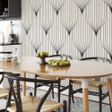 Papel de parede geométrico design vintage preto e branco Art Déco Saldos
