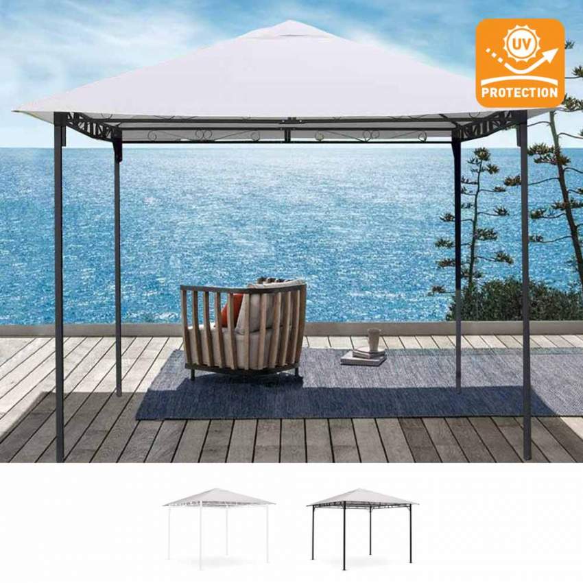 Gazebo 3x3 Metri Giardino Acciaio Antivento Style Uv