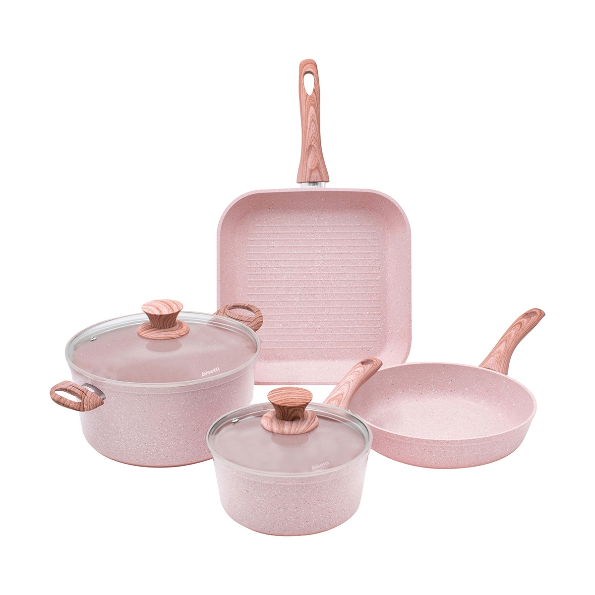 Conjunto de Panelas 6 Peças Frigideira para Grelhar Granito Rosa Stonerose Promoção