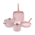 Conjunto de Panelas 6 Peças Frigideira para Grelhar Granito Rosa Stonerose Promoção