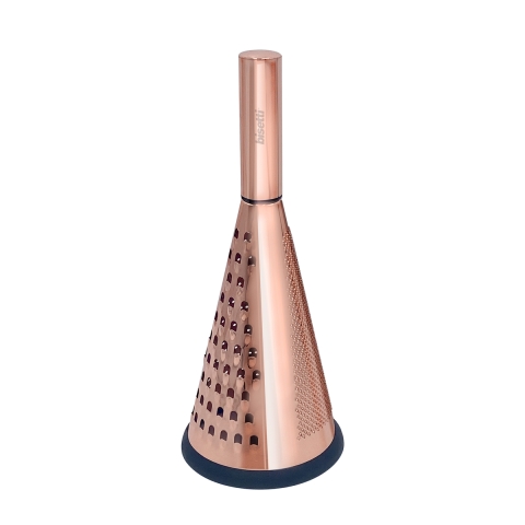Ralador manual tipo cone em aço inoxidável rosa com 3 lâminas Stonerose Promoção
