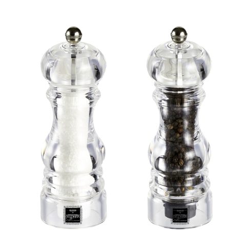 Conjunto moedor manual sal pimenta transparente mesa 17,5cm Bisetti Promoção