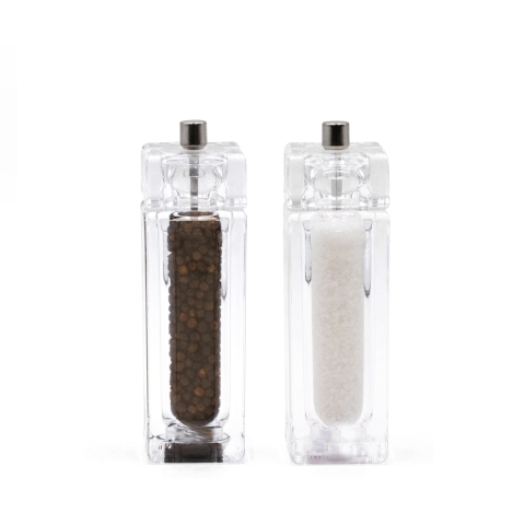 Conjunto moedor manual de sal e pimenta design moderno transparente 14,5cm Bisetti Promoção