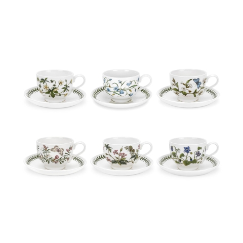 Conjunto de 6 xícaras de chá com pires de porcelana Portmeirion Botanic Garden Promoção
