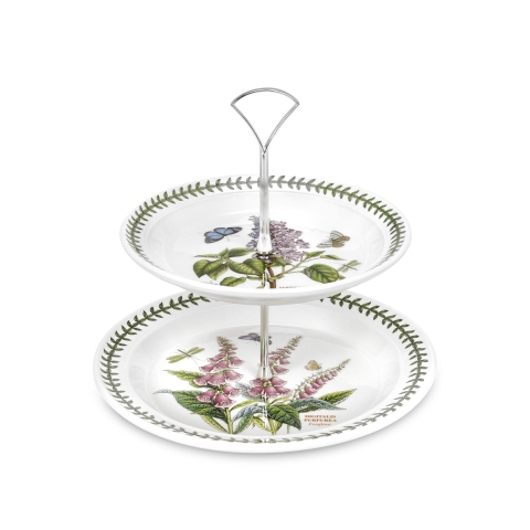 Prato de servir para bolos em 2 camadas de porcelana Portmeirion Botanic Garden Promoção