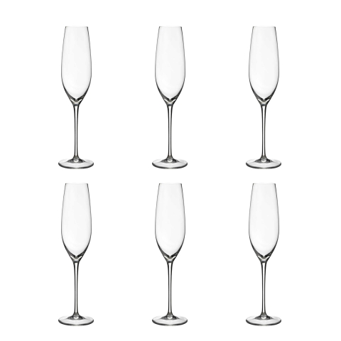 Conjunto 6 copos flûte espumante em vidro design gota 25cm Sinfonia Promoção