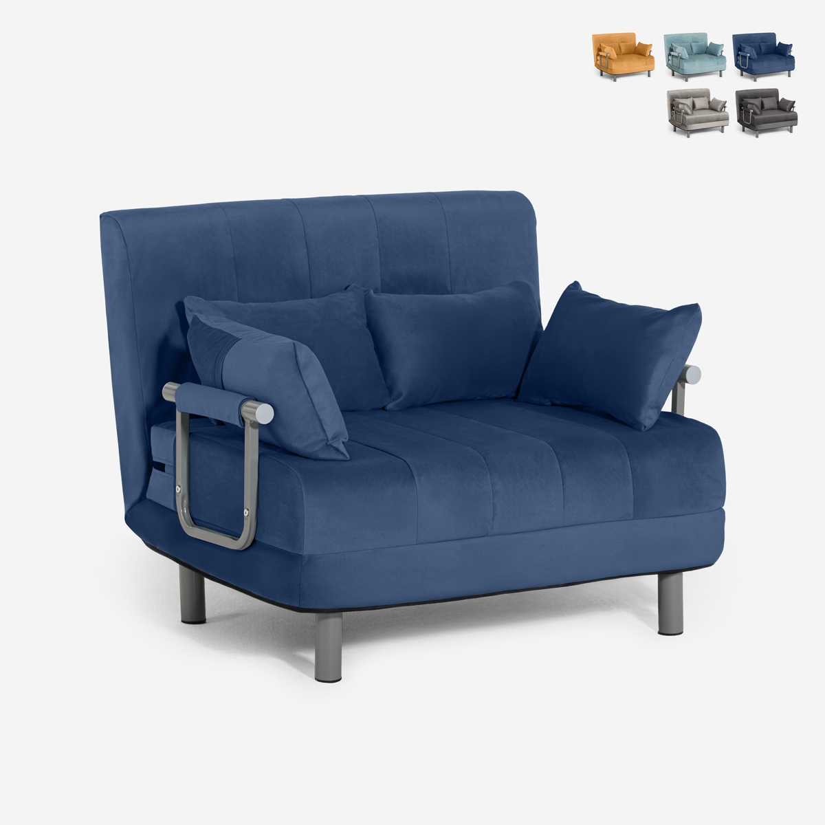 Poltrona-cama dobrável compacta em veludo Deborah Twin Lux