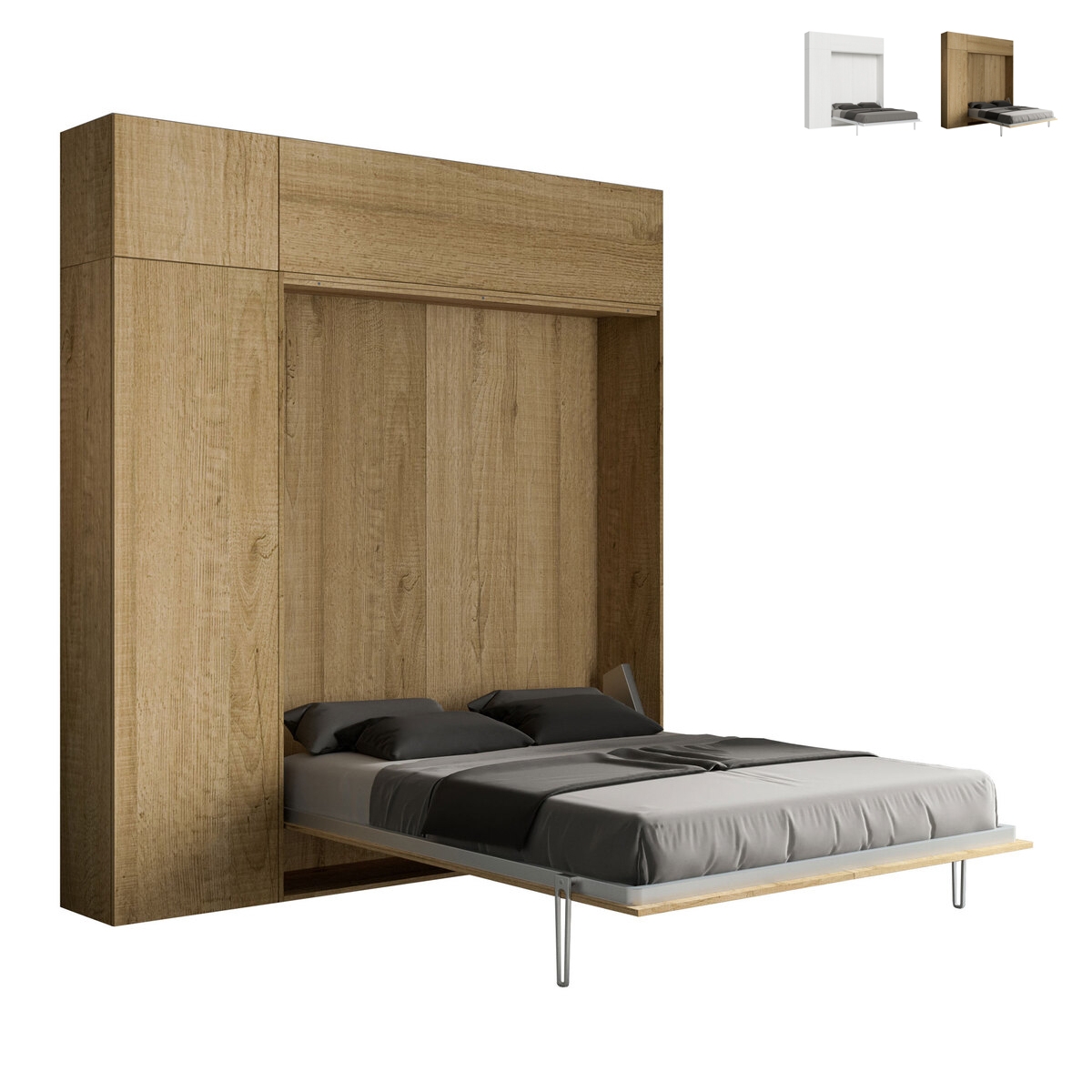 Cama de casal retrátil 160x190cm com coluna e armários Kentaro Descontos Cama de casal retrátil 160x190cm com coluna e armários Kentaro Descontos