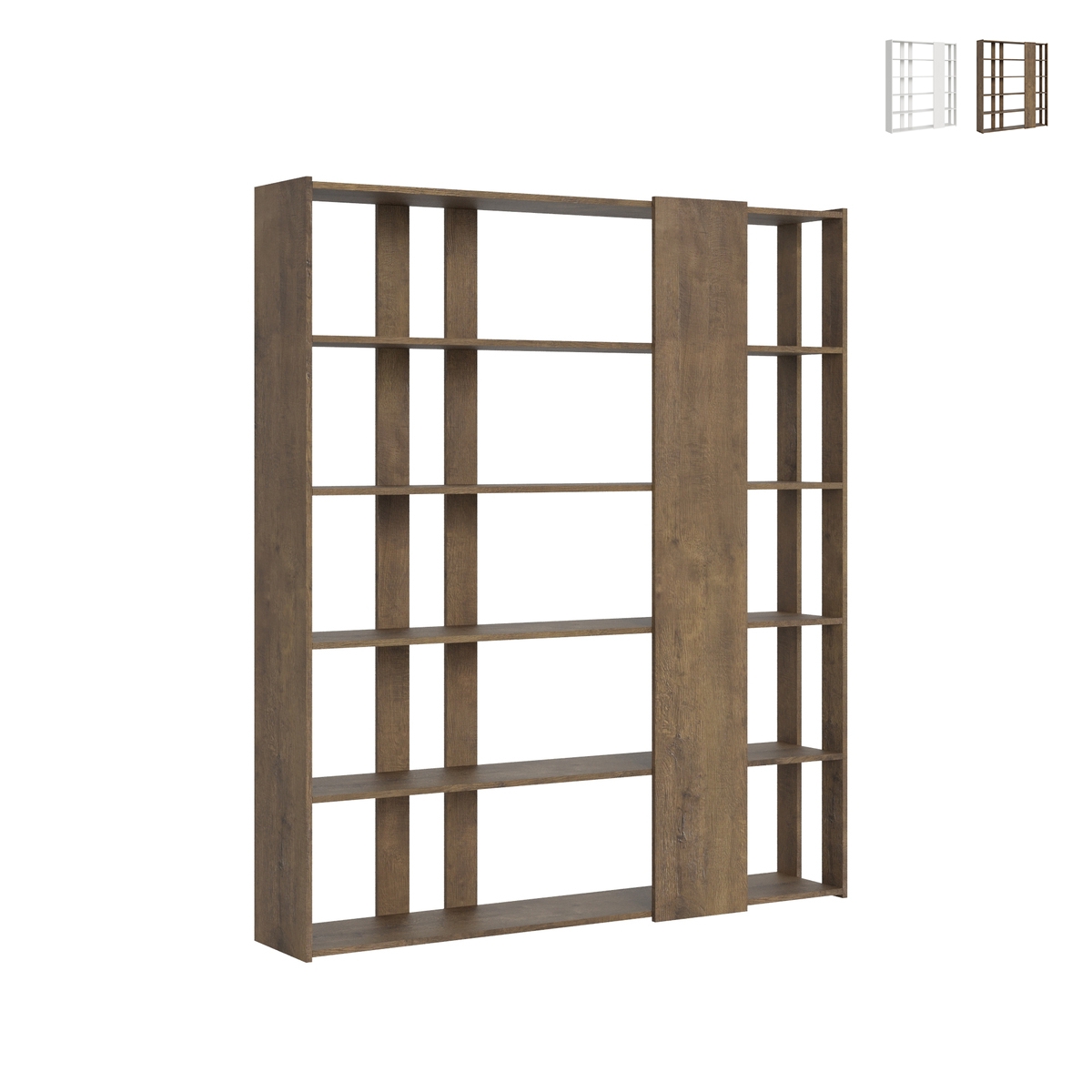 Estante de escritório e sala de estar design duplo face com 6 prateleiras 78x36x204 Kato D