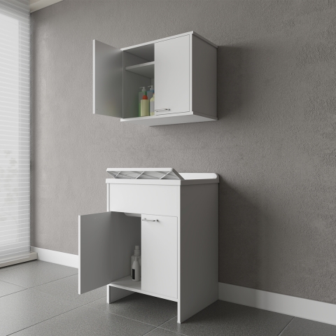 Composição lavanderia com móvel e armário com 2 portas COMP 2 Negrari Promoção