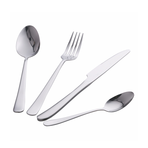 Conjunto de talheres de 24 peças aço inoxidável prateado brilhante Round Promoção