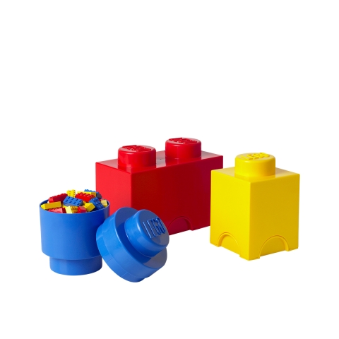 Conjunto de 3 recipientes azul vermelho amarelo LEGO Storage Brick Multi Pack Promoção