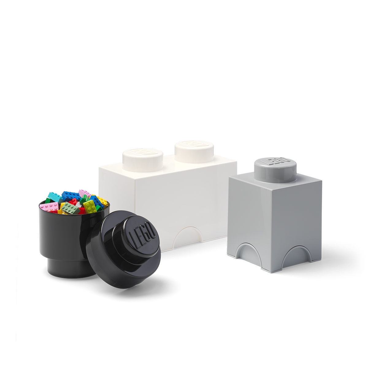 Conjunto de 3 Caixas de Armazenamento Branco Preto Cinza LEGO Storage Brick Multi Pack Promoção