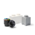Conjunto de 3 Caixas de Armazenamento Branco Preto Cinza LEGO Storage Brick Multi Pack Promoção