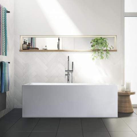 Banheira independente com design retangular clássico em resina Eubea