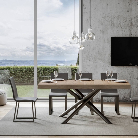Tavolo allungabile design industrial madeira antracite 90x180-440 Famas Promoção