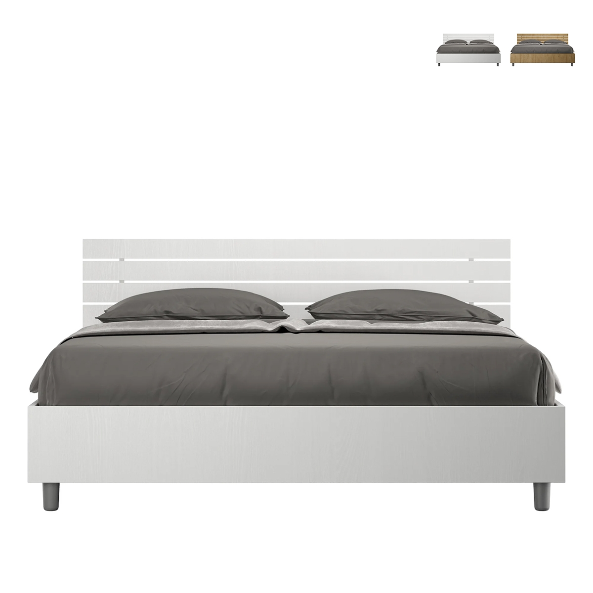 Cama de Casal 160x200cm com Estrado com Arrumação e Cabeceira Inclinada Ankel