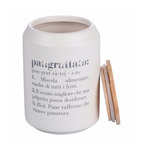 Pote de grés 12,5x18 para pão ralado tampa de bambu Victionary Promoção