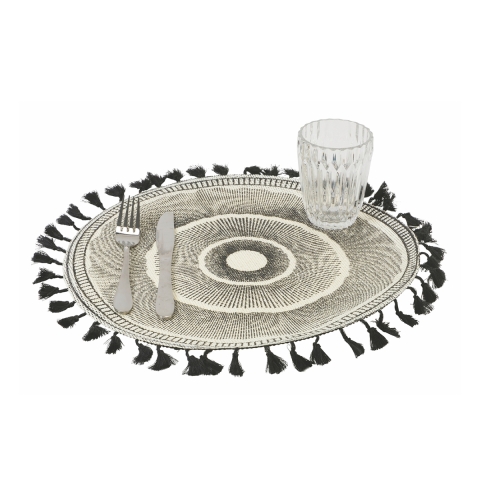 Conjunto 6 jogos americanos decorativos design geométrico 38cm Black frange Promoção
