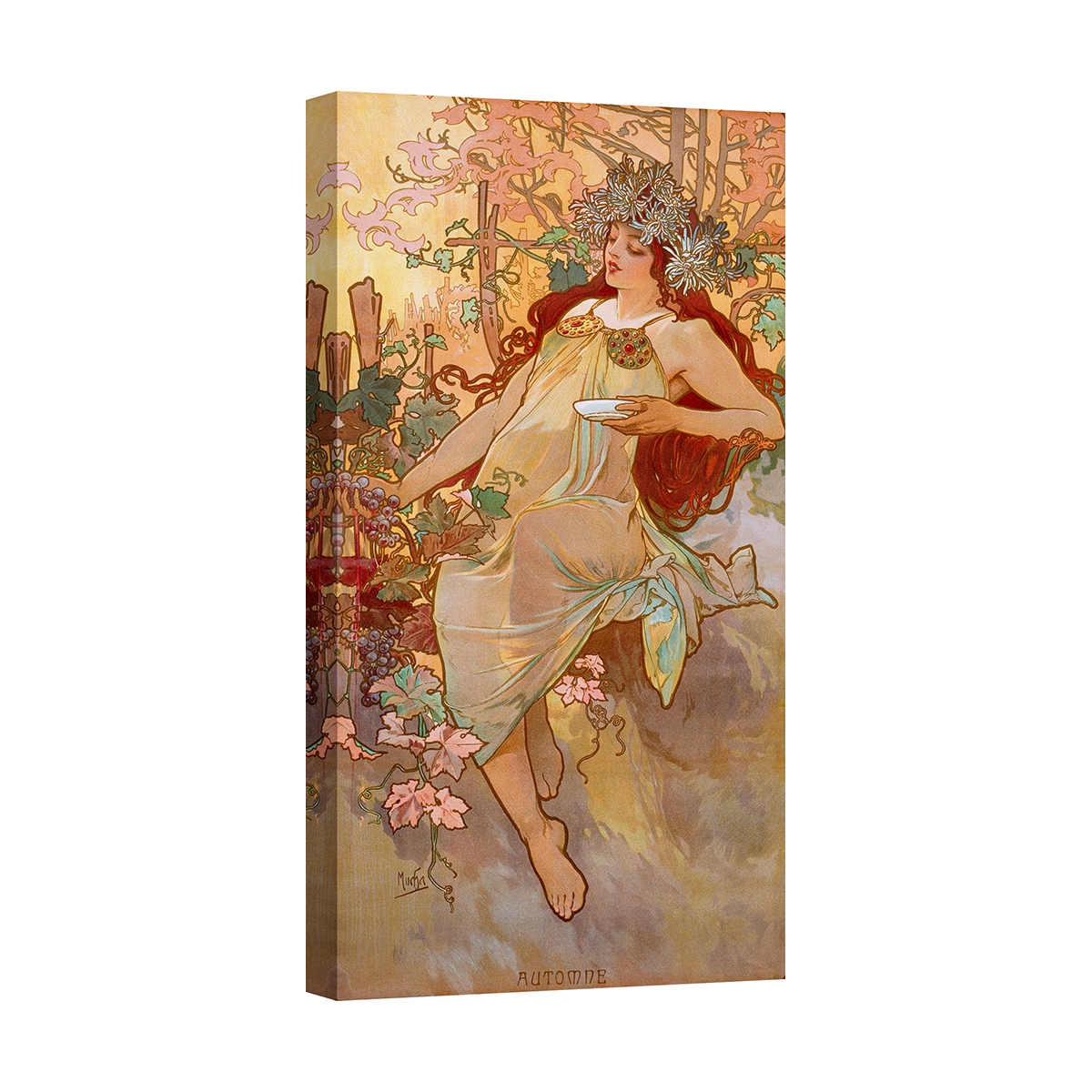 Quadro em tela mulher Art Nouveau Outono Alphonse Mucha Promoção