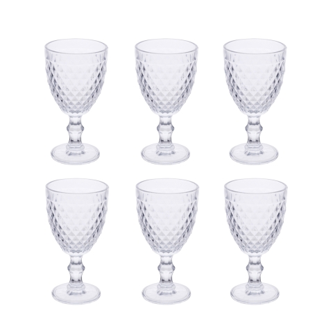 Conjunto de 6 copos transparentes em vidro trabalhado design clássico Madame Promoção