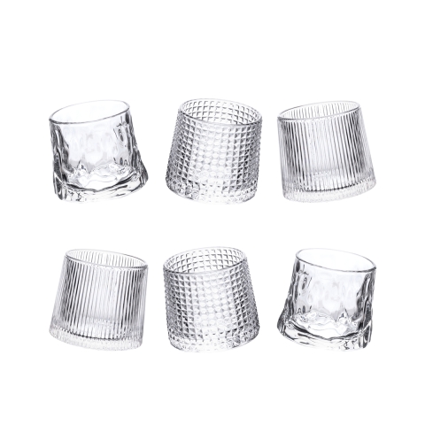 Conjunto de 6 copos de licor balançantes de vidro retrô decorado Vintage Promoção