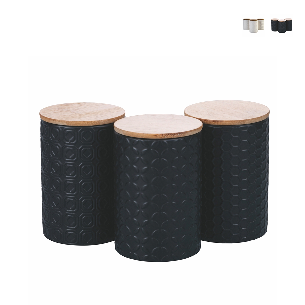 Conjunto de 3 frascos de cozinha em cerâmica com tampa Shade of Shape Geometrie Estoque
