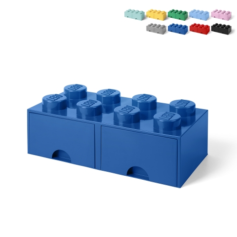 Contenitore em forma de tijolo com 2 gavetas LEGO Brick Drawer 8 bottoncini Promoção