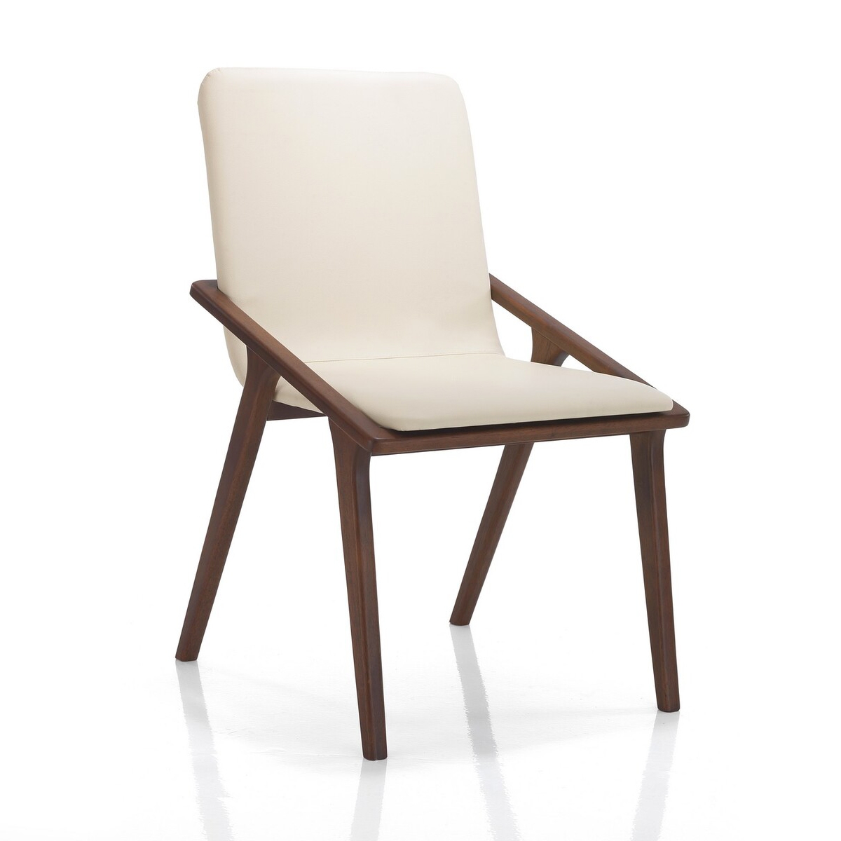 Conjunto de 2 Cadeiras de Jantar Design Moderno em Madeira e Pele Sintética Bege Hays