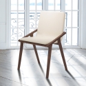Conjunto de 2 cadeiras de jantar design moderno em madeira e couro sintético bege Hays Venda