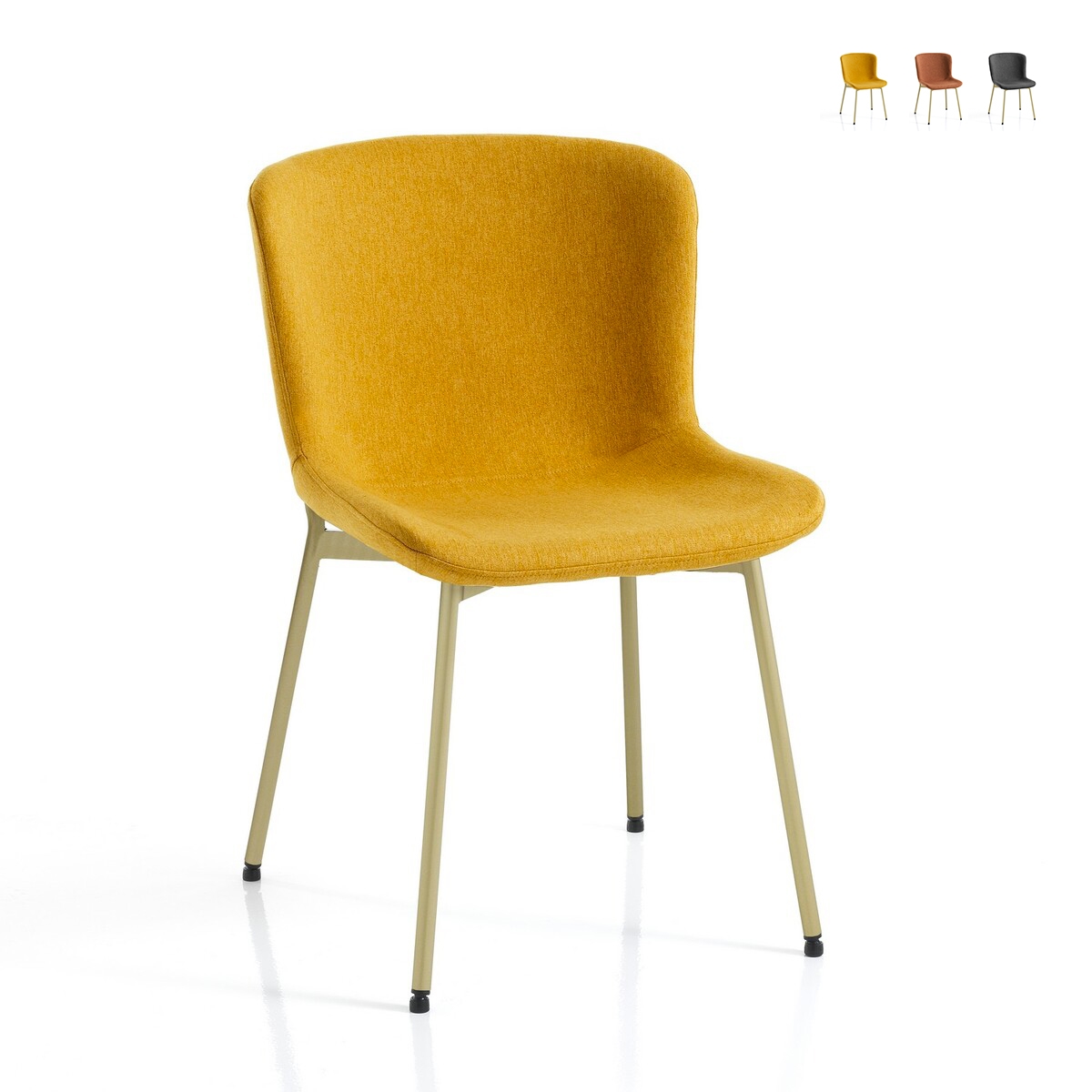 Conjunto de 4 cadeiras modernas em tecido para sala de jantar ou cozinha Rann Gold