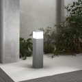 Poste de luz de jardim exterior em metal prateado h60cm Booster Promoção