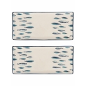 Conjunto de 2 Pratos Retangulares de Servir em Cerâmica 36x16cm Marechiaro Promoção