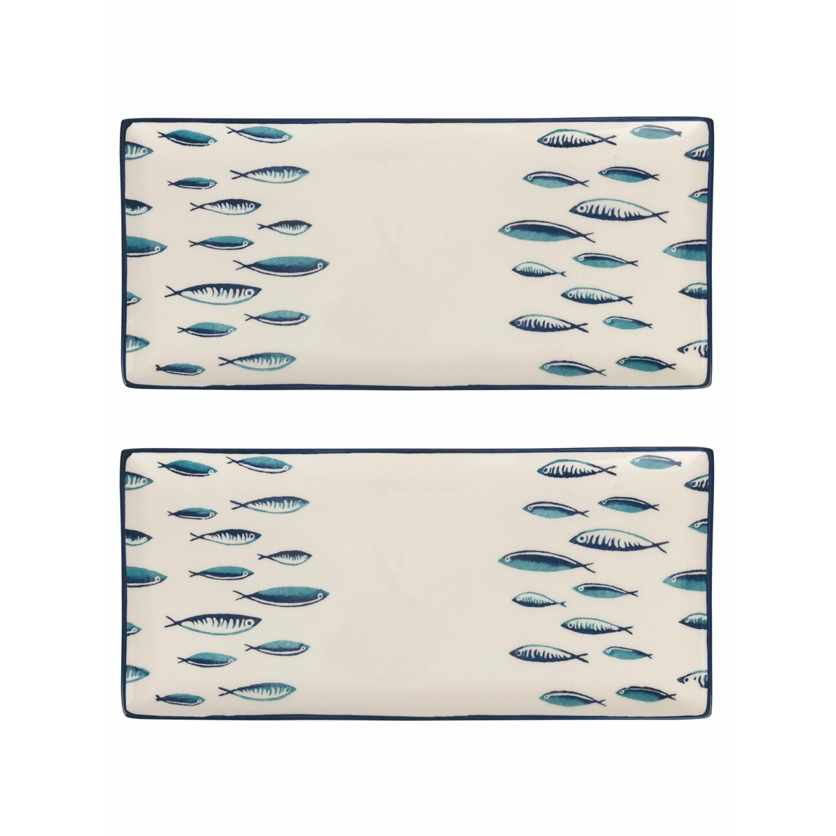 Conjunto de 2 Pratos Retangulares de Servir em Cerâmica 36x16cm Marechiaro Promoção